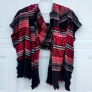Chelsea Super Soft Plaid Red and Black Blanket Scarf